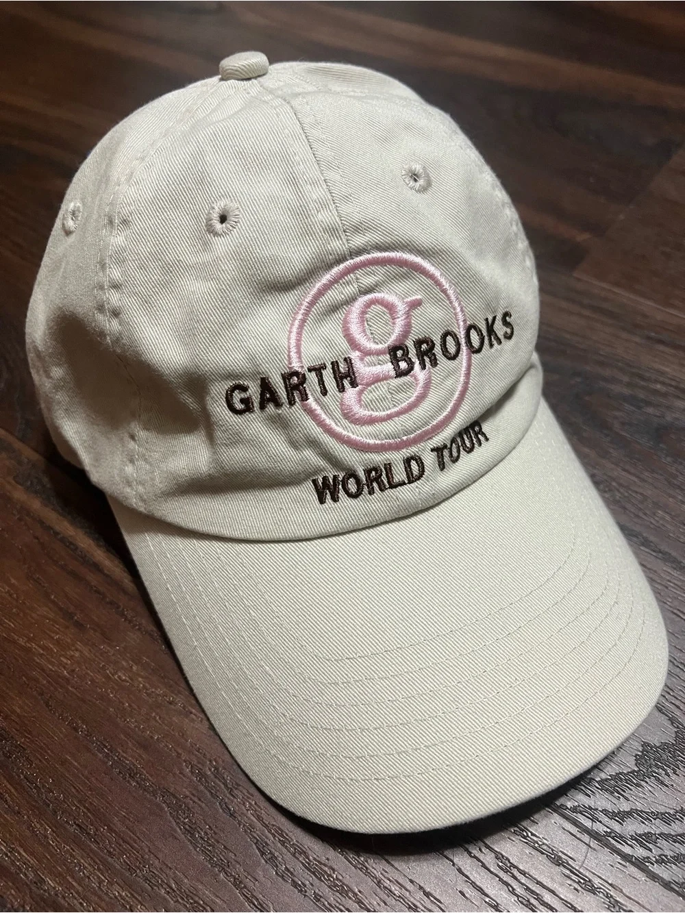 Garth Brooks World Tour Women’s Baseball Hat Adjustable Strapback Cap Tan Pink